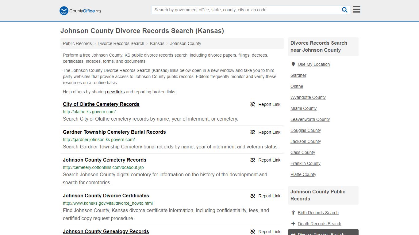 Johnson County Divorce Records Search (Kansas) - County Office
